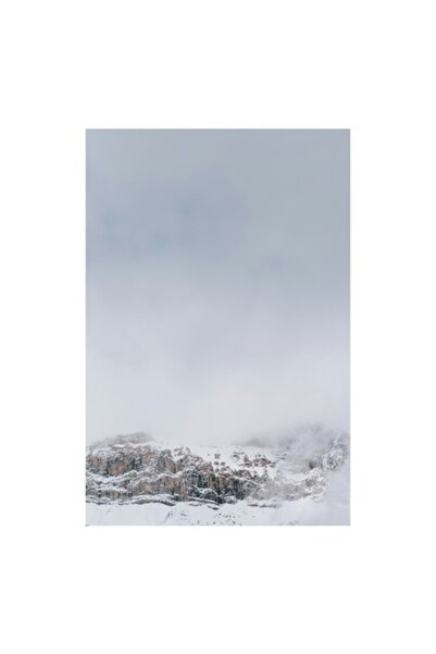 OEM Pictură pe pânză, „Munți ascunși sub un cer înnorat”, Ceață, Zăpadă, Stâncă, Aburi, Cer, Rece, Peisaj,