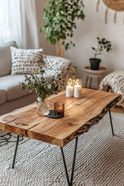 01 TASARIM Ahşap orta sehpa kütük sehpa