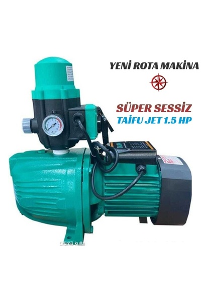 Taifu JET 1.5 HP 220V 5 KAT 8 DAİRE BAKIR SARGILI SARI BRONZ FANLI OTOMATİK HİDROMATLI PAKET HİDROFOR SETİ