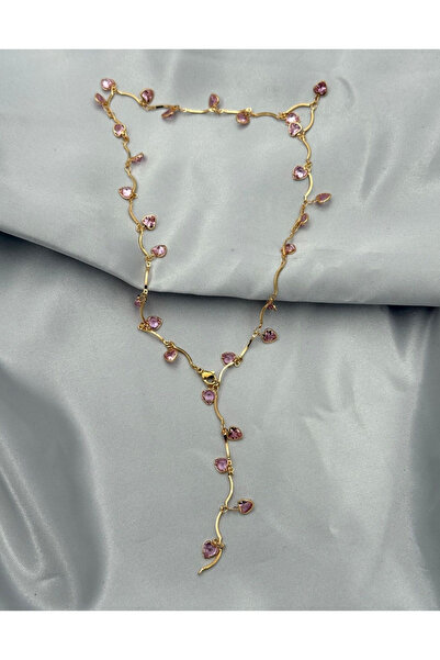 stainles steel Kadın Kalpli gold Y kolye