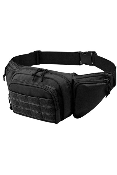 Hipolar Borseta Tactica, 5 Buzunare, Port Pistol, cu Sistem Molle Velcro, Talie Ajustabila, Negru