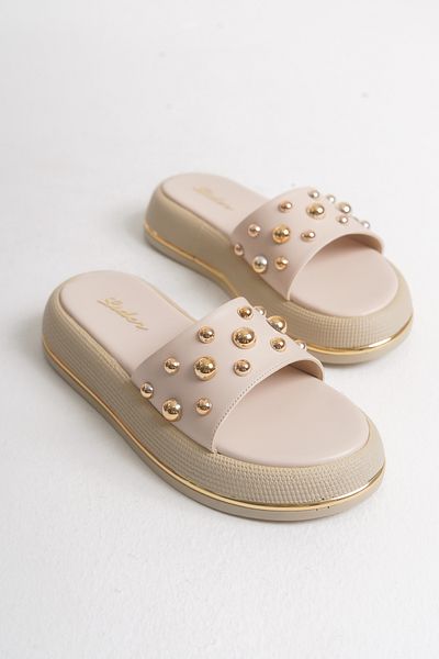 LDR Women's Trock Gold Detailed Slippers