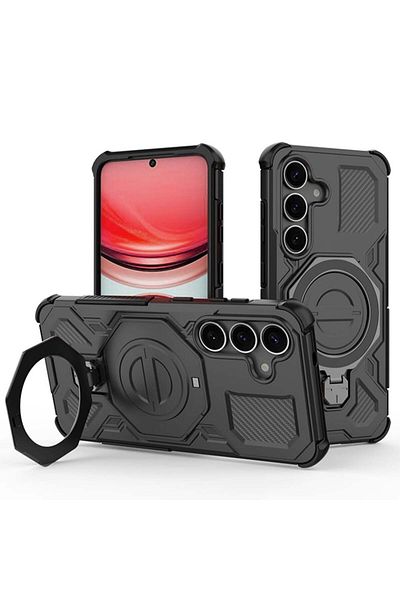 SKYDDAR INNOVATION Case for Samsung Galaxy S25, Shockproof, Carbon Shield PRO, Magsafe, sticker set, Black