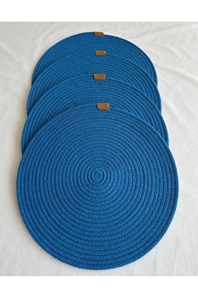 HHKARTS Round Placemat, Table Decor Supla Blue 33cm Set of 4