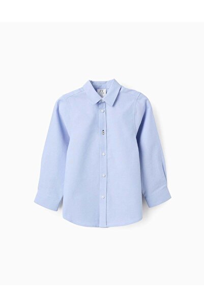 Ziddy قميص من القطن أكسفورد للأولاد، أزرق