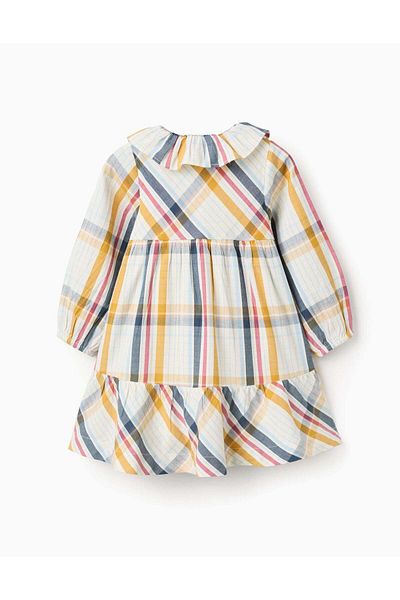 Ziddy Cotton Checked Dress for Baby Girls 'B&S', Multicolour