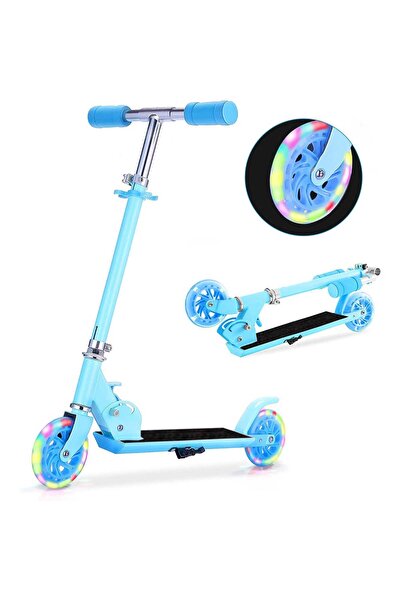 Elindor ® Πτυσσόμενο σκούτερ με ρυθμιζόμενο τιμόνι, τροχούς LED, μπλε