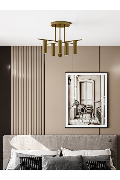 avizade ZENİX Eskitme Metal Gövdeli 6'lı Spot Led Avize – Gu10 Duylu|Modern Salon ve Antre Tavan Aydınlatma