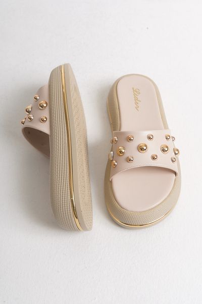 LDR Women's Trock Gold Detailed Slippers