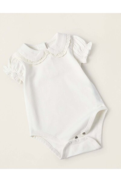 Ziddy Bodysuit + Piqué Jumpsuit with Ruffles for Newborn Girls, White/Green