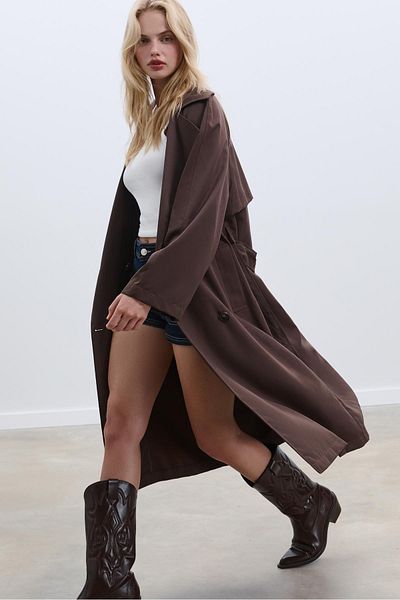 Stradivarius Long loose-fitting oversize trench coat