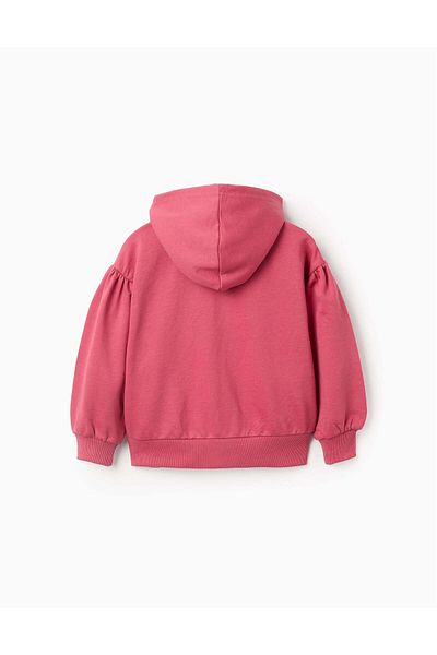 Ziddy Hooded Jacket with Dropped Shoulders for Girls, Pink