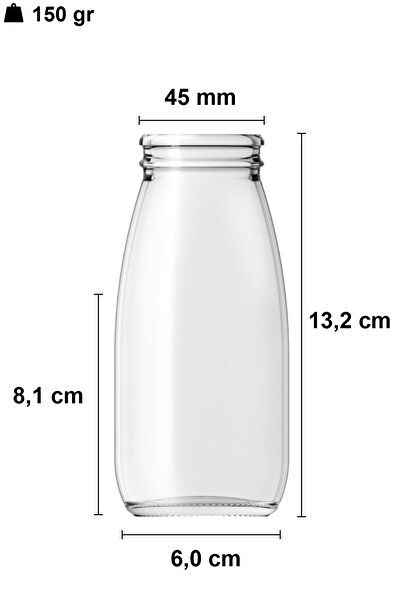 Afracam 250 ml Şeffaf Süt, Ayran, Limonata, Meşrubat Şişesi 250 Cc Plastik Kapaklı Boş Cam Şişe 2 Adet