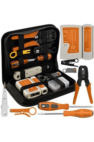 zola Kit instrumente de retea si tester, compatibil mufe cabluri retea si telefonice, RJ45/RJ11, husa
