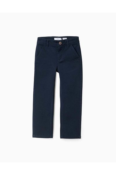 Ziddy Twill Chino Trousers for Boys 'Slim Fit', Dark Blue