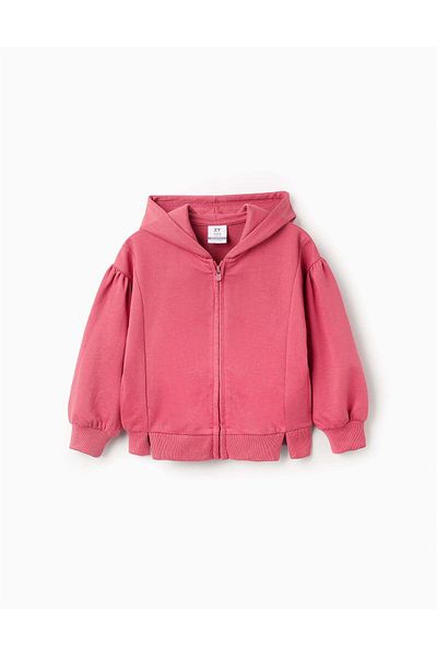 Ziddy Hooded Jacket with Dropped Shoulders for Girls, Pink