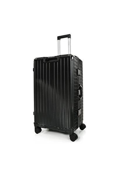 MORANO Morano luggage set with an aluminum frame, modern and elegant design, and a numbered security lock, black color, size: 28-24-20 inches