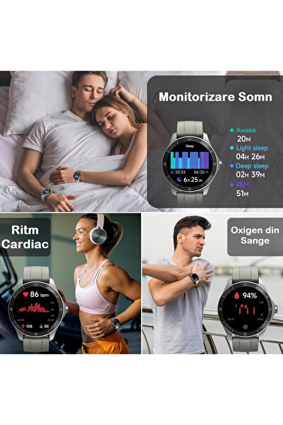 Smart Vibe ΡΟΛΟΙ Wi8™ - AMOLED Έξυπνο ρολόι Bluetooth Κλήσεις, 100+ Λειτουργίες Άθλησης, Παρακολούθηση 24/7, Ασημί