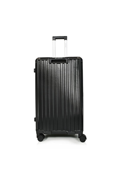 MORANO Morano luggage set with an aluminum frame, modern and elegant design, and a numbered security lock, black color, size: 28-24-20 inches