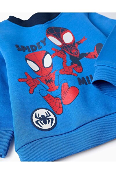 Ziddy Cotton Brushed Tracksuit for Baby Boys 'Spidey', Blue