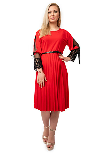 OEM Debbie Women's Pleated Dress With Red Pleated Skirt