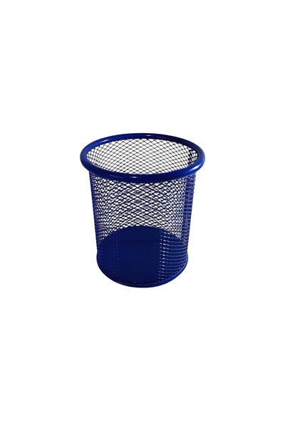 Linea Colorful Round Metal Mesh Pen Holder (Dark Blue)