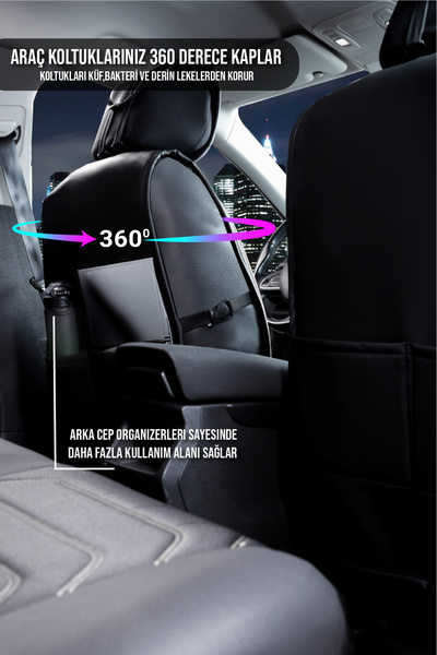 PlusOto Full Orthopedic Anti-Sweat Elegance Series Auto Seat Cover Compatible with All Vehicles Set of 5