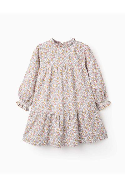 Ziddy Floral Cotton Dress for Girls, Multicolour