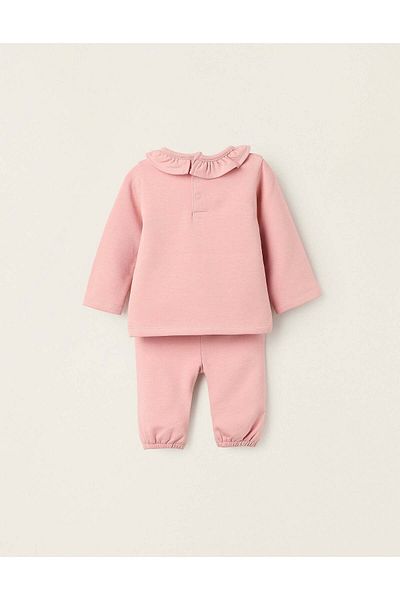 Ziddy Sweatshirt + Footed Trousers for Newborn Girls 'Play', Pink