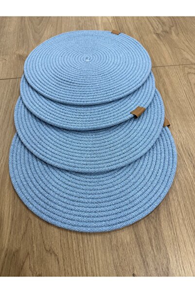 HHKARTS Round Placemat, Table Decor Supla Light Blue 33cm Set of 4