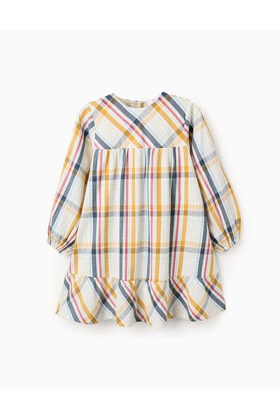 Ziddy Cotton Checked Dress for Girls 'B&S', Multicolour