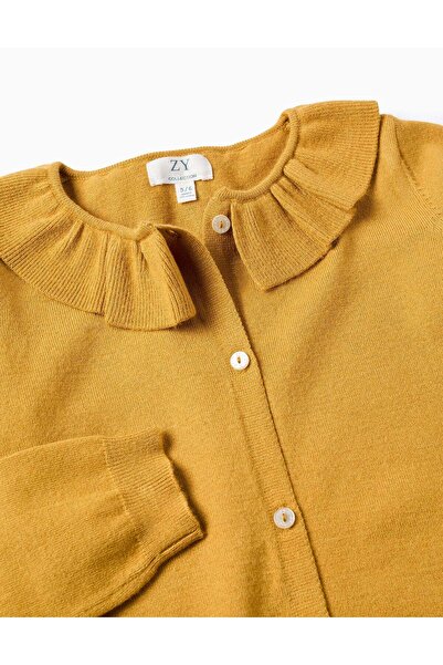 Ziddy Fine Cardigan with Ruffles for Girls, Yellow