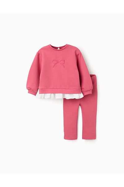 Ziddy Tracksuit with Ruffles for Baby Girls 'Bow', Pink