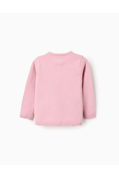 Ziddy Round Neck Knit Cardigan for Baby Girls, Pink