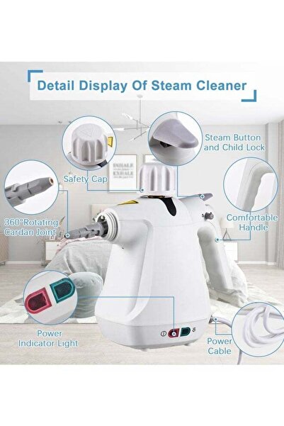 Denx 1000W Portable Handheld Steam Cleaner Set, With 9 Accessories, High Temperature, Cleaning Tool