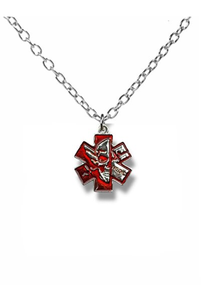 Herşey Nota Paramedic Star Medical Symbol Red Color Unisex Necklace – 60 cm Chain