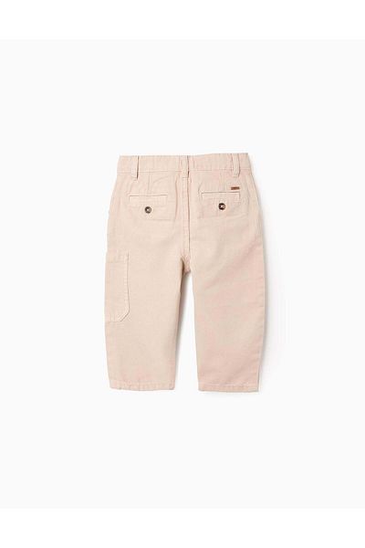 Ziddy Cotton Cargo Trousers for Baby Boys, Beige