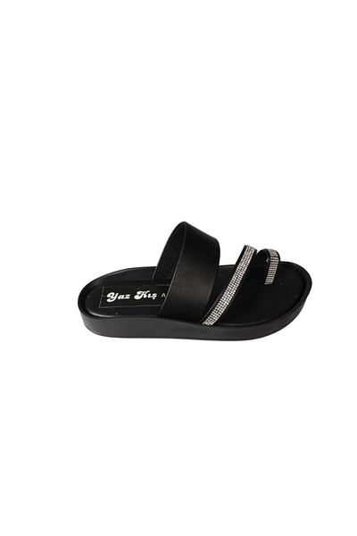 Yaz Kış Ayakkabı Yazkiş Women's Black Skin Flip Flops Stone Gecko Slippers