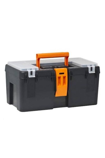 Handy Tool Box, detachable tray, double latch, organizer with 4 compartments, 40 x 23 x 20 cm