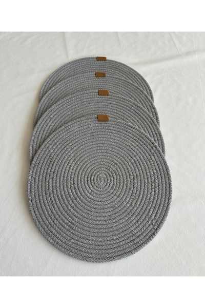 HHKARTS Round Placemat, Table Decor Supla Gray 33cm Set of 4