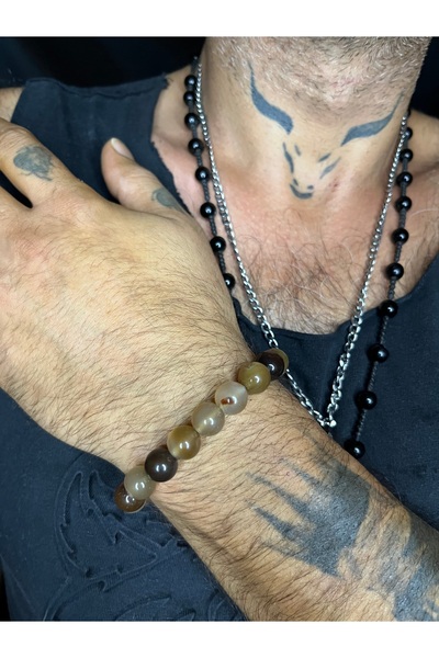 Mos Tespih سوار من حجر العقيق الطبيعي 19 حجرًا