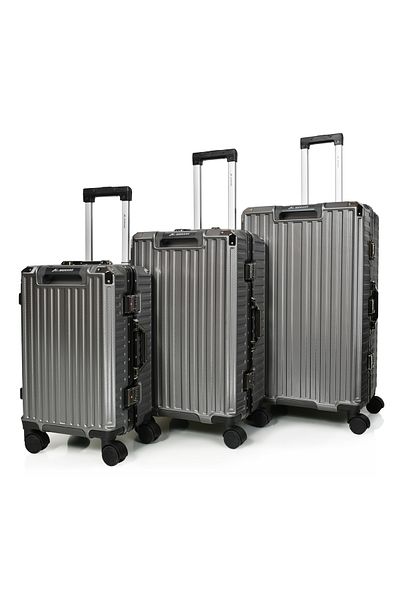 MORANO Morano Luggage Set with Aluminum Frame, Modern Design, and Secure Numbered Lock, Dark Grey, Size: 28-24-20 inches