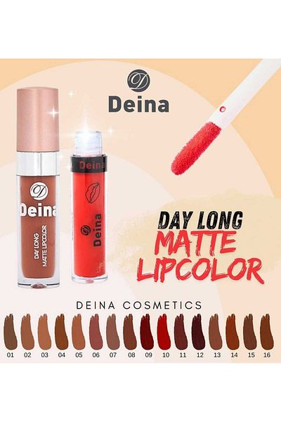 Deina دايلونج أحمر شفاه سائل 07 مل. مجموعة من 16 رقم: 01-02-03-04-05-06-07-08-09-10-11-12-13-14-15-16