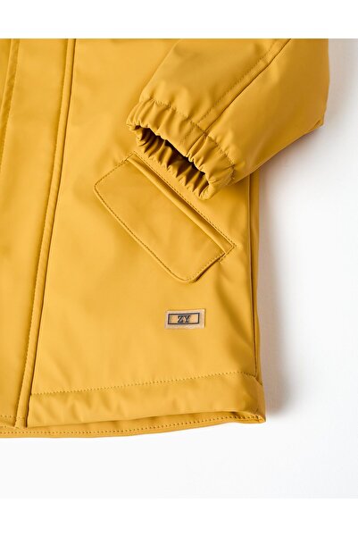 Ziddy Hooded Rubber Parka for Boys, Mustard Yellow
