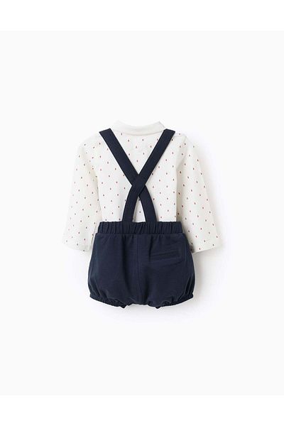Ziddy Bodysuit + Jumpsuit for Newborns 'Keys', White/Blue