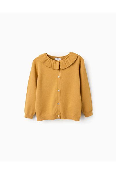 Ziddy Fine Cardigan with Ruffles for Girls, Yellow
