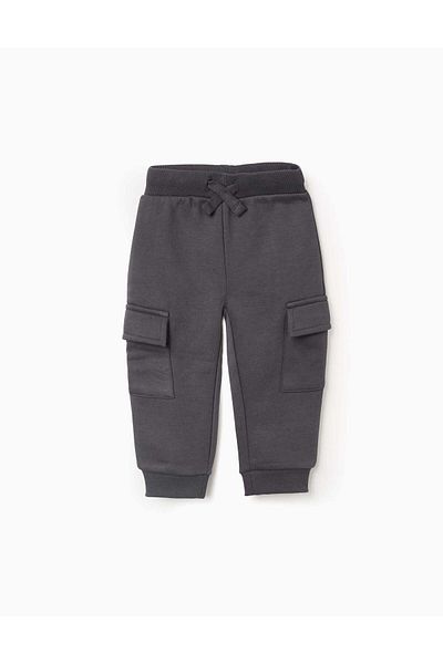 Ziddy Joggers Sweatpants with Cargo Pockets for Baby Boys, Grey