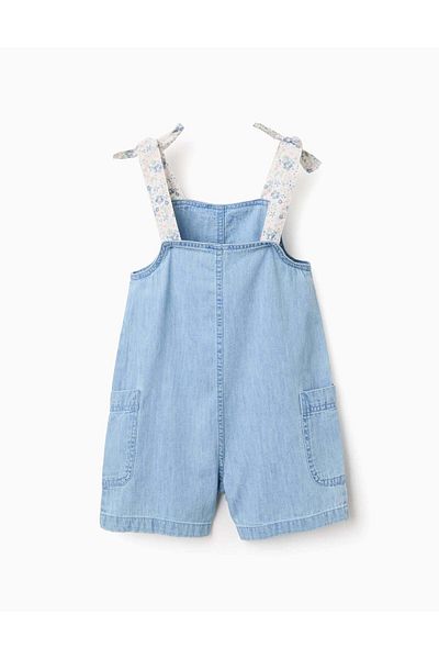 Ziddy Floral Print Dungarees for Girls, Blue/White