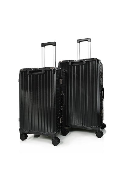 MORANO Morano luggage set with an aluminum frame, modern and elegant design, and a numbered security lock, black color, size: 28-24-20 inches