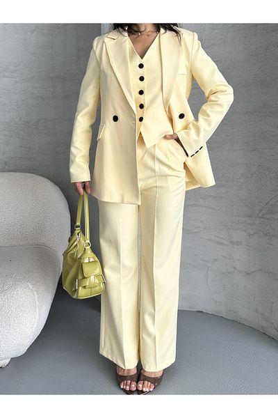 Moda İkra jacket vest palazzo pants 3-piece suit